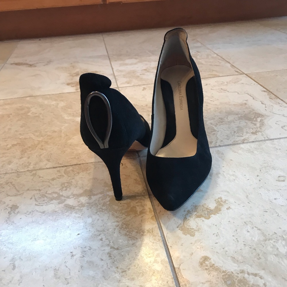 Black suede heels